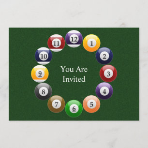 Billiard Balls Shiny Colourful Pool Snooker Sports Invitation