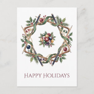Billiard Balls Wreath Holiday Christmas Card