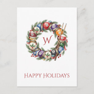 Billiard Balls Wreath Holiday Christmas Card