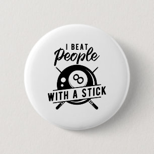 Billiard Beat People With A Stick Funny Billiard Q 6 Cm Round Badge