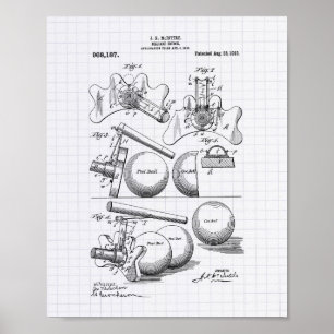 Billiard Bridge 1910 Patent Art - Lined Peper Poster