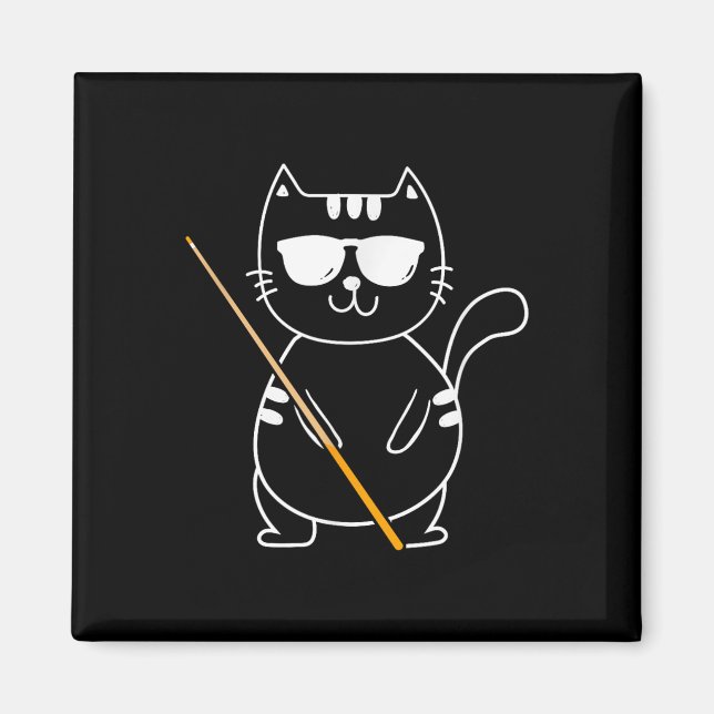 Billiard Cat - Billiard Player Billard 8-ball Pool Magnet (Front)