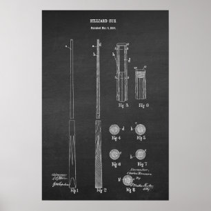Billiard Cue Patent Art #4 Pool Wall Decor
