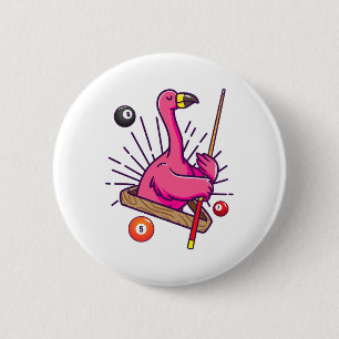 Billiard Flamingo Hustler Pool Shirt Girls Snooker 6 Cm Round Badge