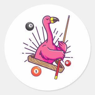 Billiard Flamingo Hustler Pool Shirt Girls Snooker Classic Round Sticker