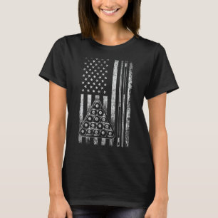 Billiard Game - USA American Flag Pool Player Spor T-Shirt