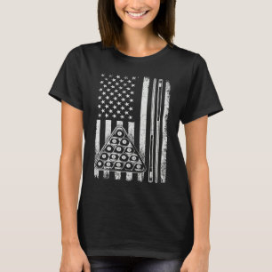 Billiard Game  USA American Flag Pool Player Sport T-Shirt