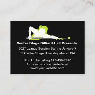 Billiard Hall Promotional Business Cards 