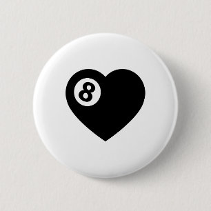 Billiard Heart Love Pool Player Valentine Poll Bal 6 Cm Round Badge