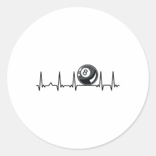 Billiard Heartbeat Snooker Pool Chalk Billiard Pla Classic Round Sticker