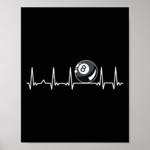Billiard Heartbeat Snooker Pool Chalk Billiard Pla Poster