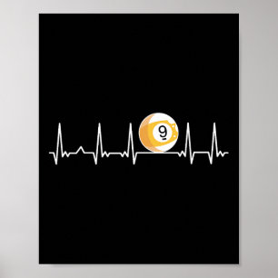 Billiard Heartbeat Snooker Pool Chalk Billiard Pla Poster