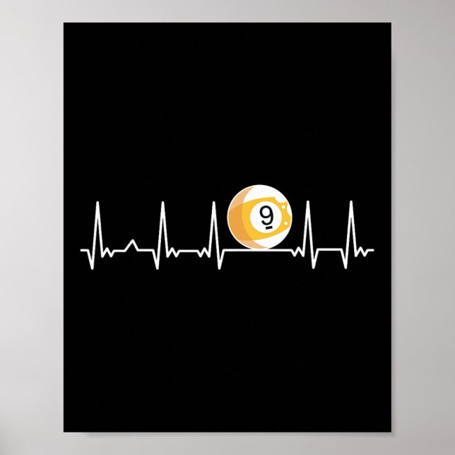 Billiard Heartbeat Snooker Pool Chalk Billiard Pla Poster (Front)
