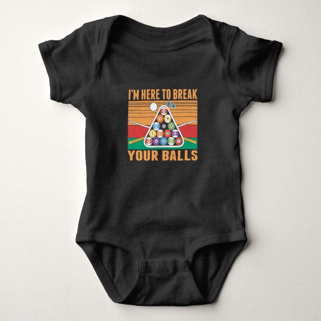 Billiard Humour Sarcastic Cue Sports Snooker Pool Baby Bodysuit (Front)