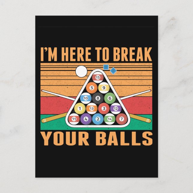 Billiard Humour Sarcastic Cue Sports Snooker Pool Postcard (Front)