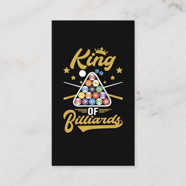Billiard King Snooker Cue Sports Pool Player Business Card (Front)