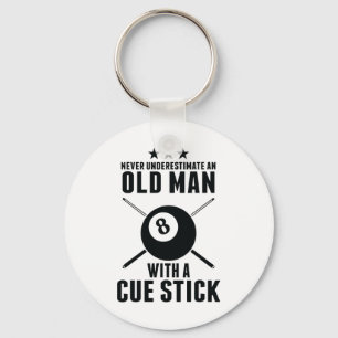 Billiard Never Underestimate An Old Man With A Cue Key Ring