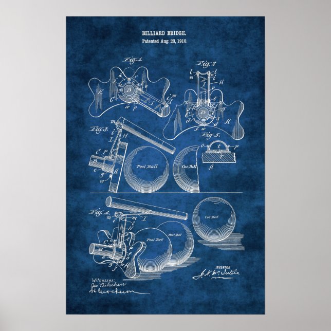 Billiard Patent Art #14 Pool Room Decor  (Front)