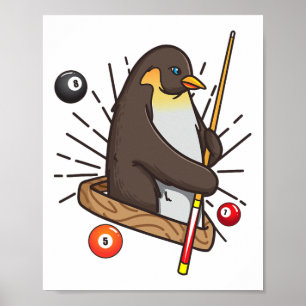 Billiard Penguin Hustler Pool Shirts Girls' Snooke Poster