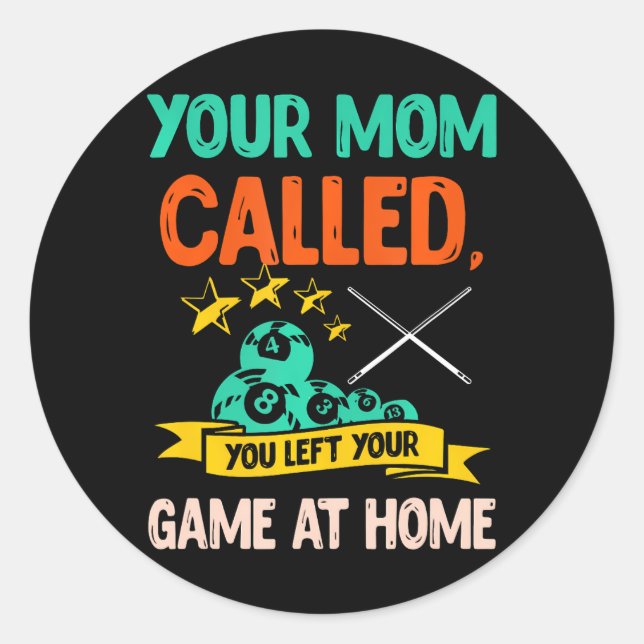 Billiard Player Billard 8-Ball Pool Classic Round Sticker (Front)