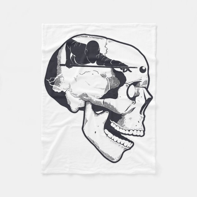 Billiard Player Brain Skull Billiards Table Rack C Fleece Blanket (Front)