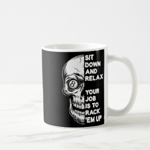 Billiard Player Skull Skeleton Billiards Table Rac Coffee Mug