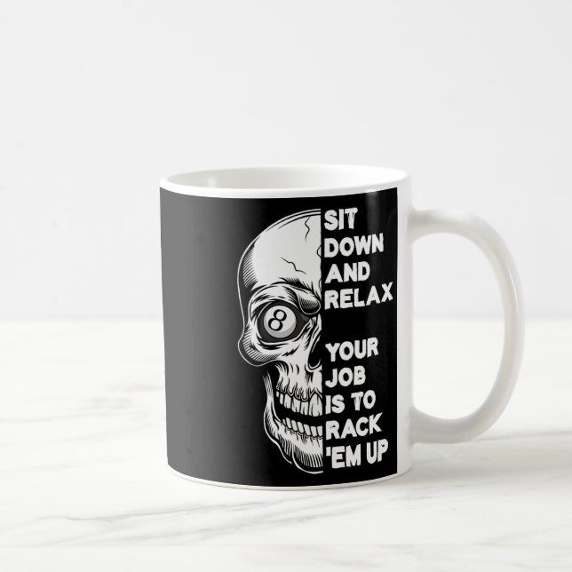 Billiard Player Skull Skeleton Billiards Table Rac Coffee Mug (Right)