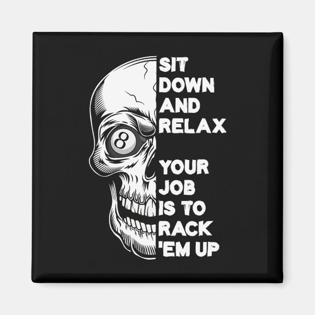Billiard Player Skull Skeleton Billiards Table Rac Magnet (Front)