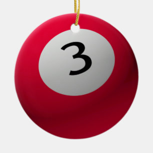 BILLIARD / POOL  BALL CHRISTMAS ORNAMENT 3 (THREE)