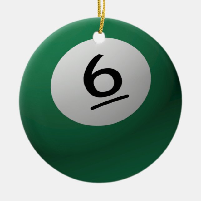 BILLIARD / POOL  BALL CHRISTMAS ORNAMENT 6 (SIX) (Front)