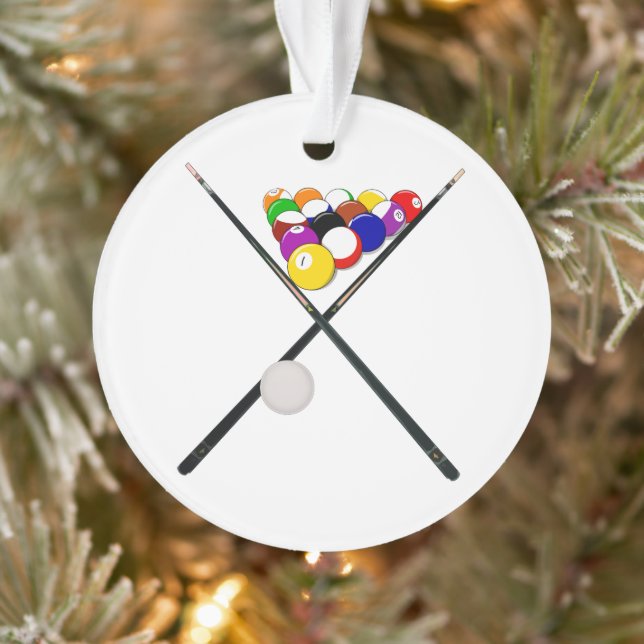 Billiard Pool Balls and Cues Ornament (Tree)