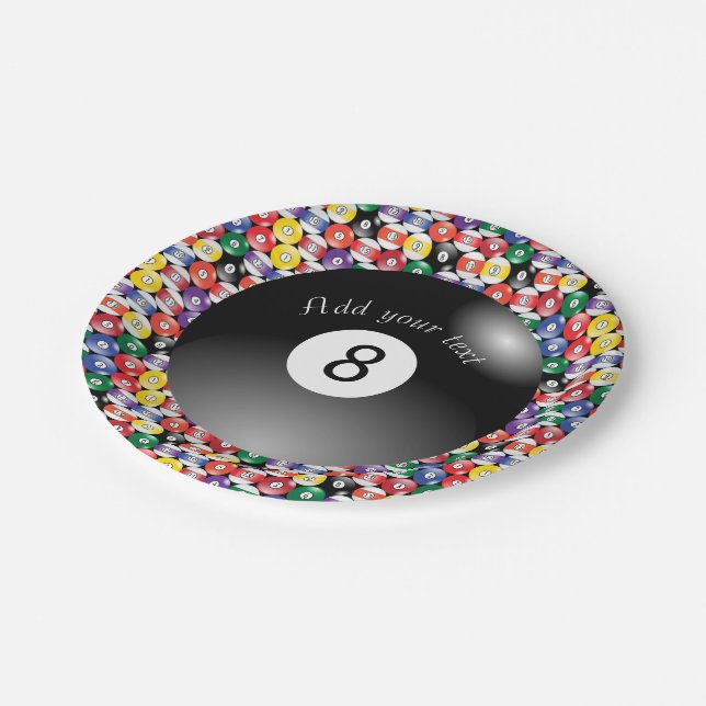Billiard Pool Balls Solid Number Eight Paper Plate (Angled)