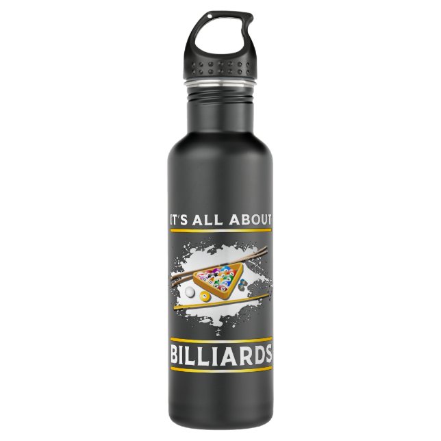 Billiard Pool Billiards Snooker 8 Ball Funny Gift 710 Ml Water Bottle (Front)