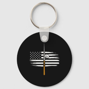 Billiard Pool Player Billiards Table Usa Us Americ Key Ring