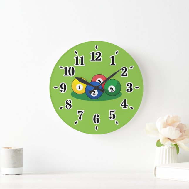 Billiard Pool Snooker Balls Large Clock (Home)
