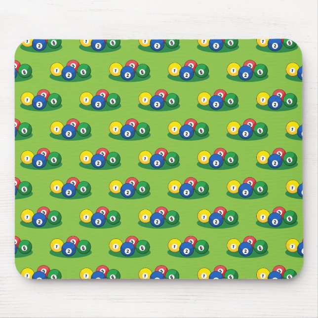 Billiard Pool Snooker Balls Pattern Mouse Pad (Front)
