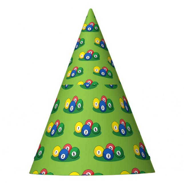 Billiard Pool Snooker Balls Pattern Party Hat (Front)