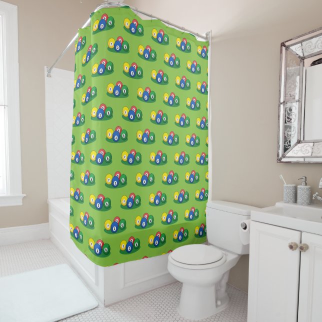 Billiard Pool Snooker Balls Pattern Shower Curtain (In Situ)
