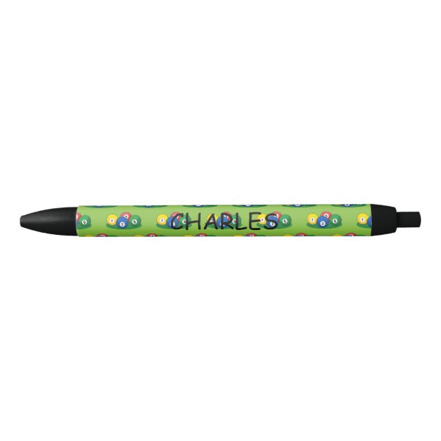 Billiard Pool Snooker Balls Personalise Black Ink Pen (Front)