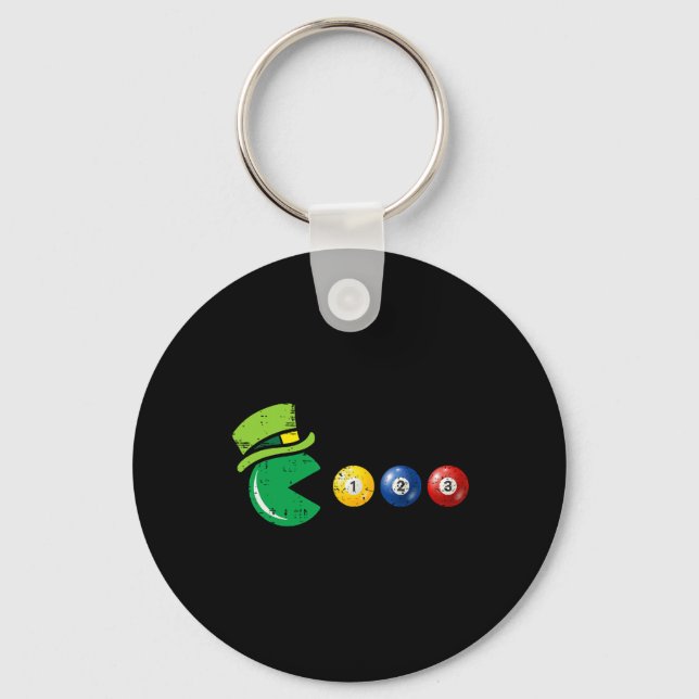 Billiard Pool St Patricks Day Retro Game  Key Ring (Front)