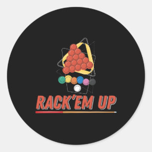 Billiard Rack Play Billiard With Billiard Cue And Classic Round Sticker