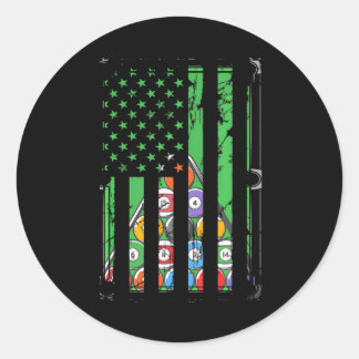 Billiard Rack USA American Flag Billiards Player Classic Round Sticker