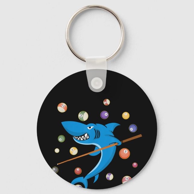 Billiard Shark 8 Ball Player Pool Table Cue Stick Key Ring (Front)