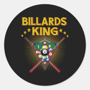 Billiard Snooker King Of Billiards 8 Pool Classic Round Sticker
