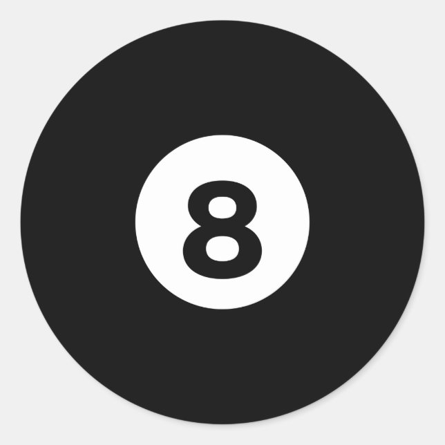 Billiard Solid Black Ball 8 Classic Round Sticker (Front)