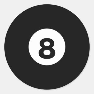 Billiard Solid Black Ball 8 Classic Round Sticker