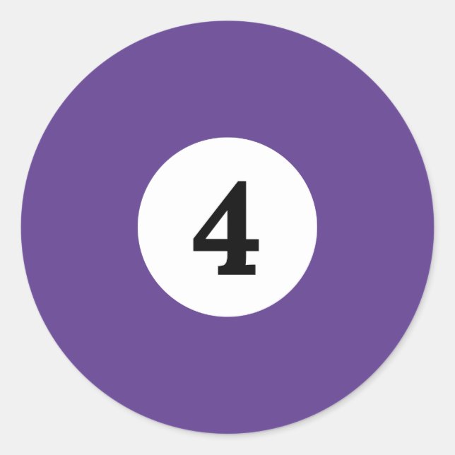 Billiard Solid Purple Ball 4 Classic Round Sticker (Front)