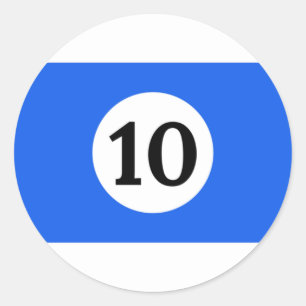 Billiard Stripes Blue Ball 10 Classic Round Sticker