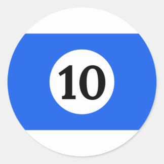 Billiard Stripes Blue Ball 10 Classic Round Sticker