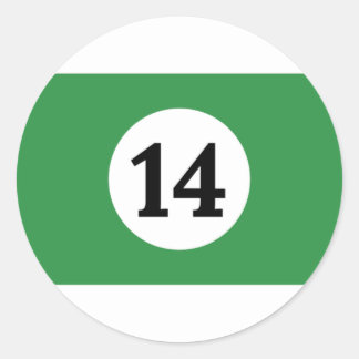 Billiard Stripes Green Ball 14 Classic Round Sticker